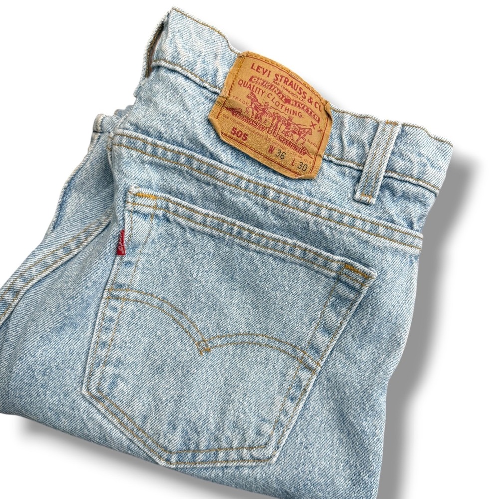 Levi's 505 Regular Fit Jeans Mens W36 L30 (34x27)Light Wash Denim Classic FLAWED